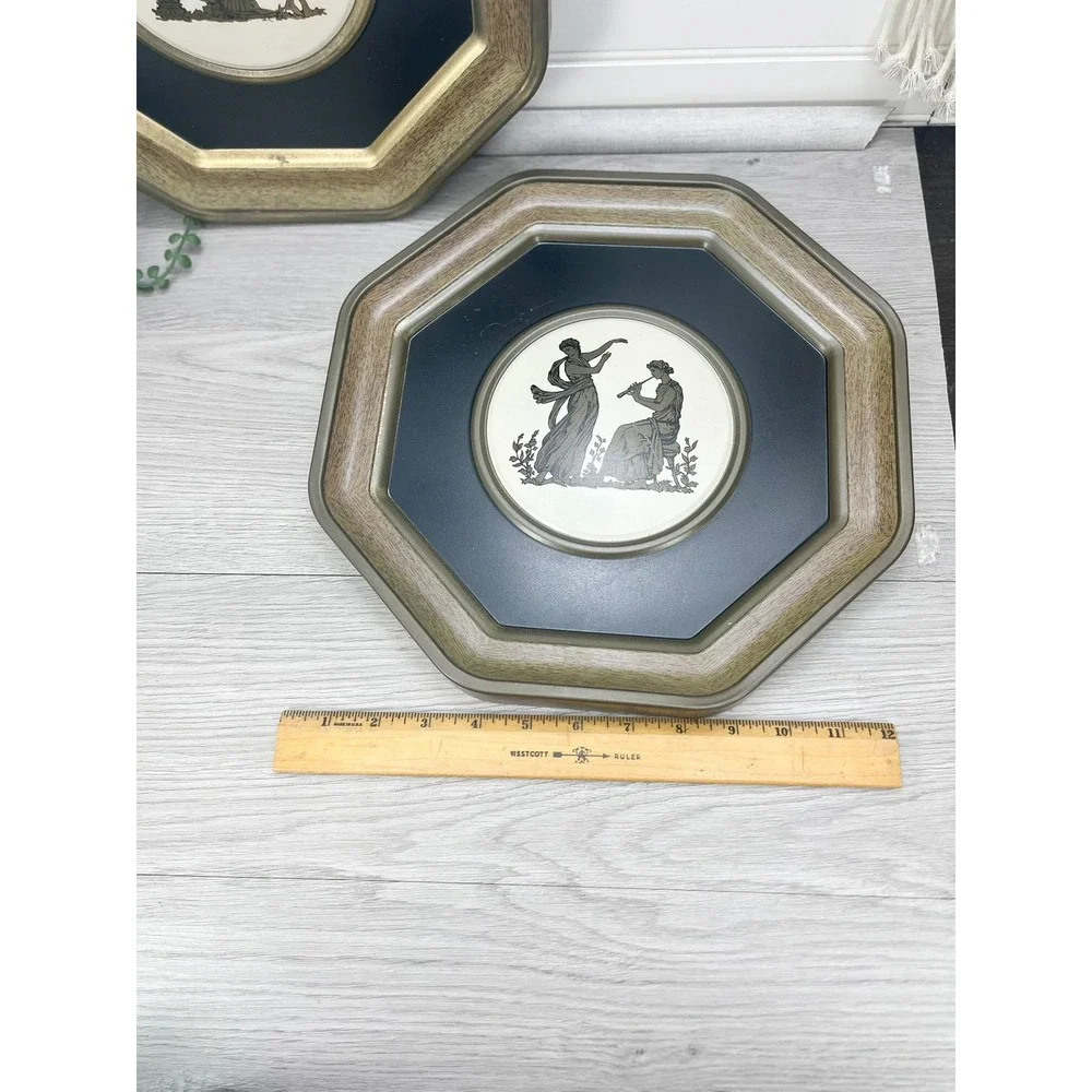 Vintage Pressed Tin Greek Wall Hanging Set - Brass‎ Finish